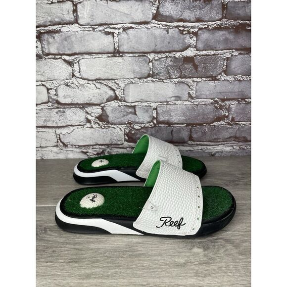 Reef Golf Flip Flops Mulligan II Turf Grass Tee Holder Rare Slides Men 8M US/40 - Picture 16 of 16